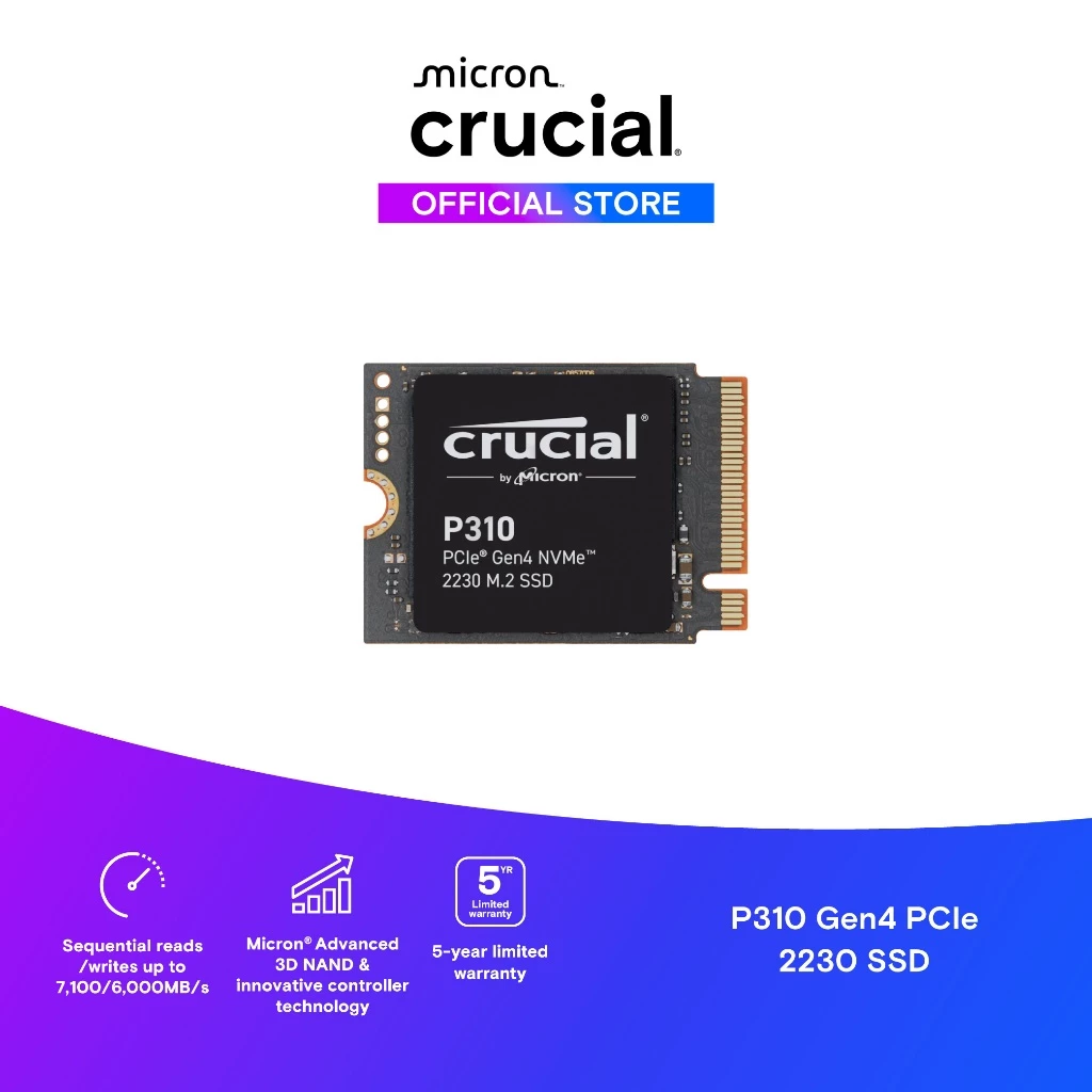 Crucial P310 1TB PCIe Gen4 NVMe 2230 M.2 SSD